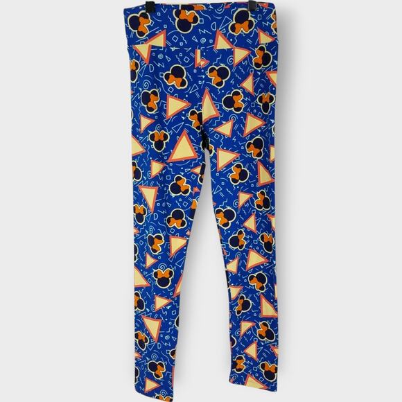 Lularoe One Size Leggings Minnie Mouse Disney Triangles 90s Abstract Blue - Picture 1 of 7